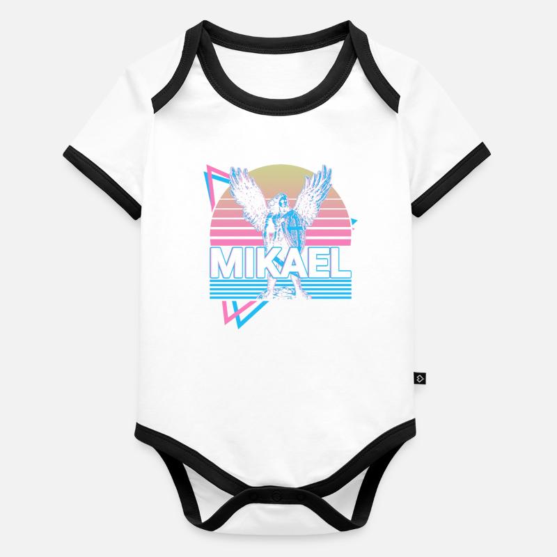 Mikael Erzengel Retro Baby Bio-Kurzarm-Kontrastbody