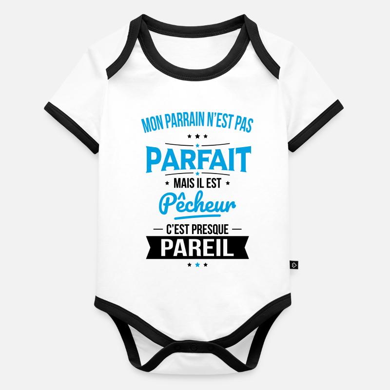 Mon parrain n'est pas parfait - Pêcheur Body Bébé bio contrasté manches courtes