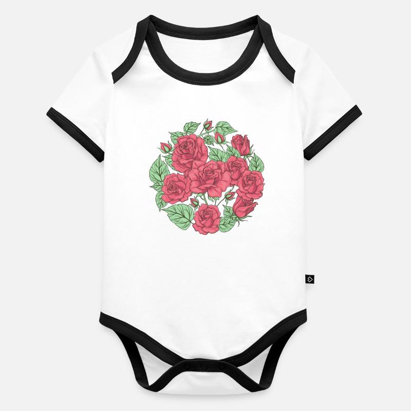 Bloomcore Ästhetische rote Rosen Flowercore Cottag Baby Bio-Kurzarm-Kontrastbody