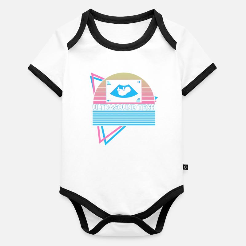 Ultraschalltechnik Retro Baby Bio-Kurzarm-Kontrastbody