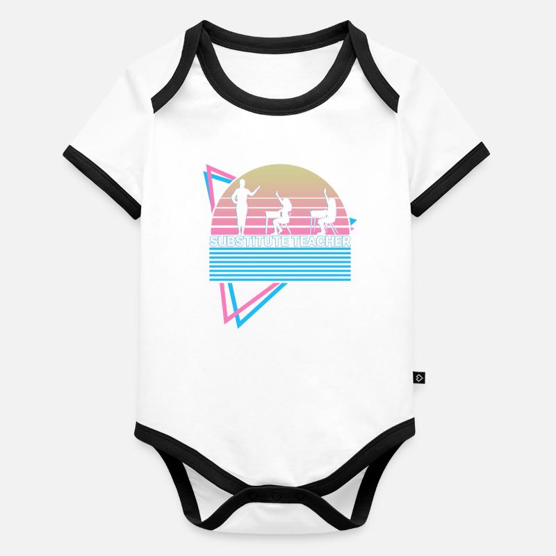 Rétro enseignant suppléant Body Bébé bio contrasté manches courtes