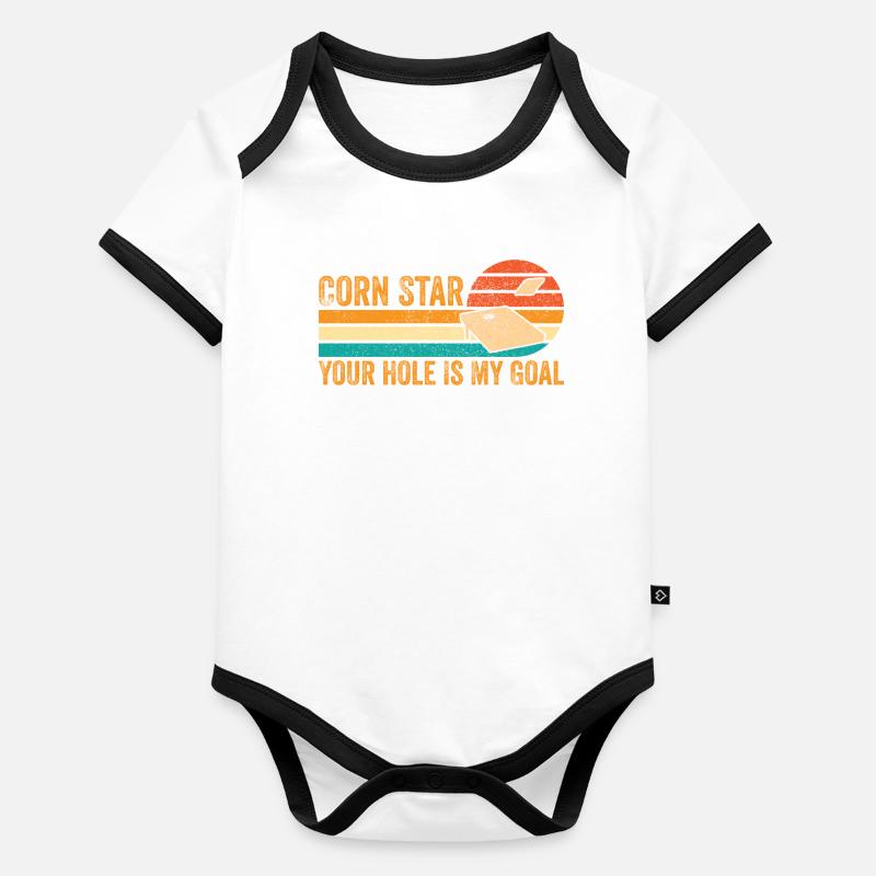 Drôle de Cornhole Retro Body Bébé bio contrasté manches courtes