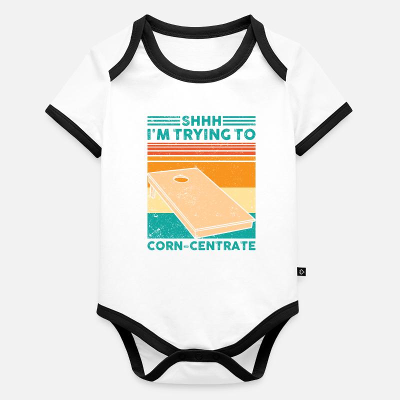 Drôle de trou de maïs Cornhole Retro Body Bébé bio contrasté manches courtes