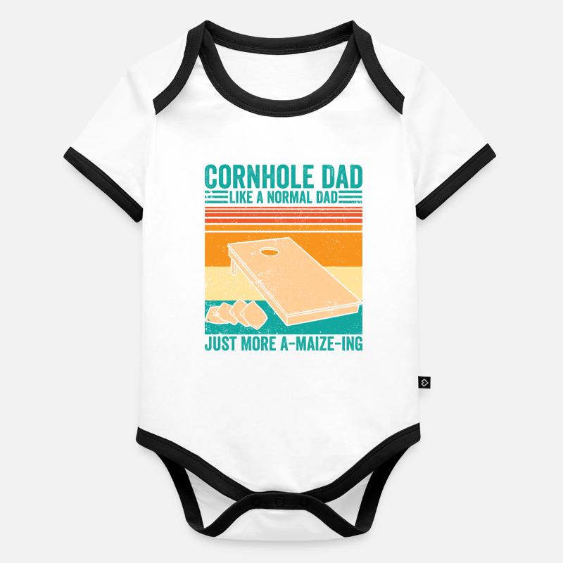 Drôle de Cornhole Retro Body Bébé bio contrasté manches courtes