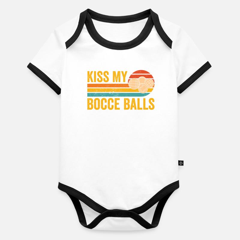 Drôle de boule de boccia rétro Body Bébé bio contrasté manches courtes