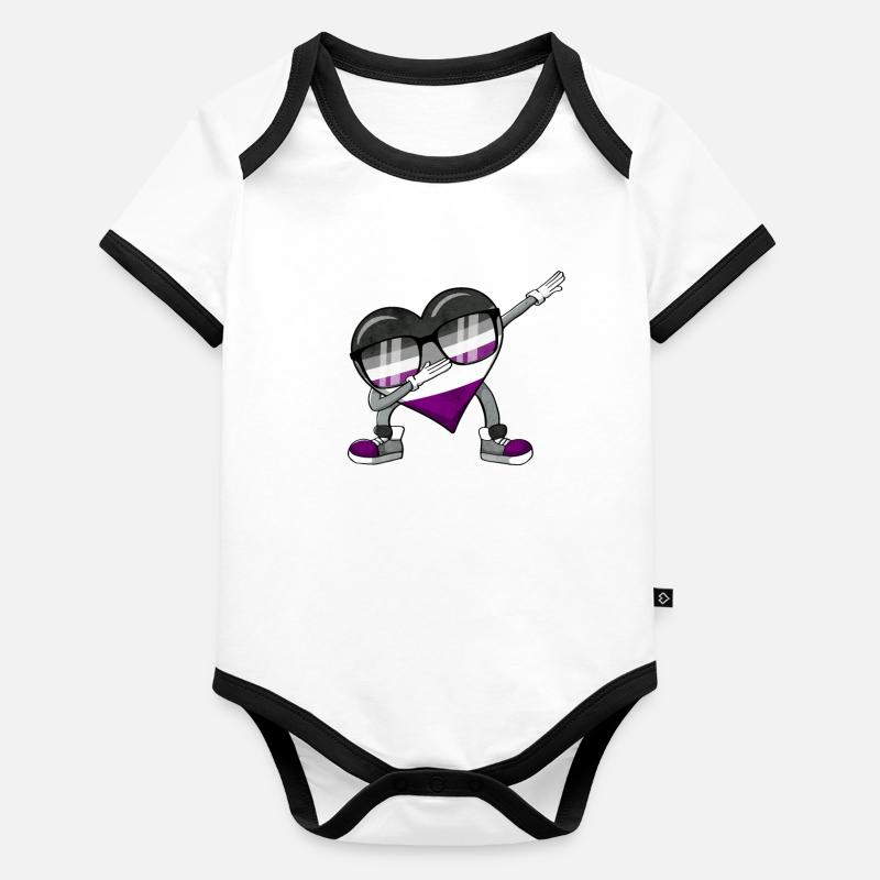 Asexual Pride Ace Flag Dabbing Heart Sublte LGBTQ Organic Baby Contrasting Bodysuit