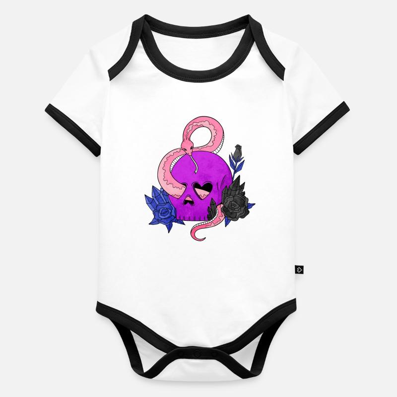 Geschlecht Fluid Stolz Flagge Schädel Schlangen Ro Baby Bio-Kurzarm-Kontrastbody