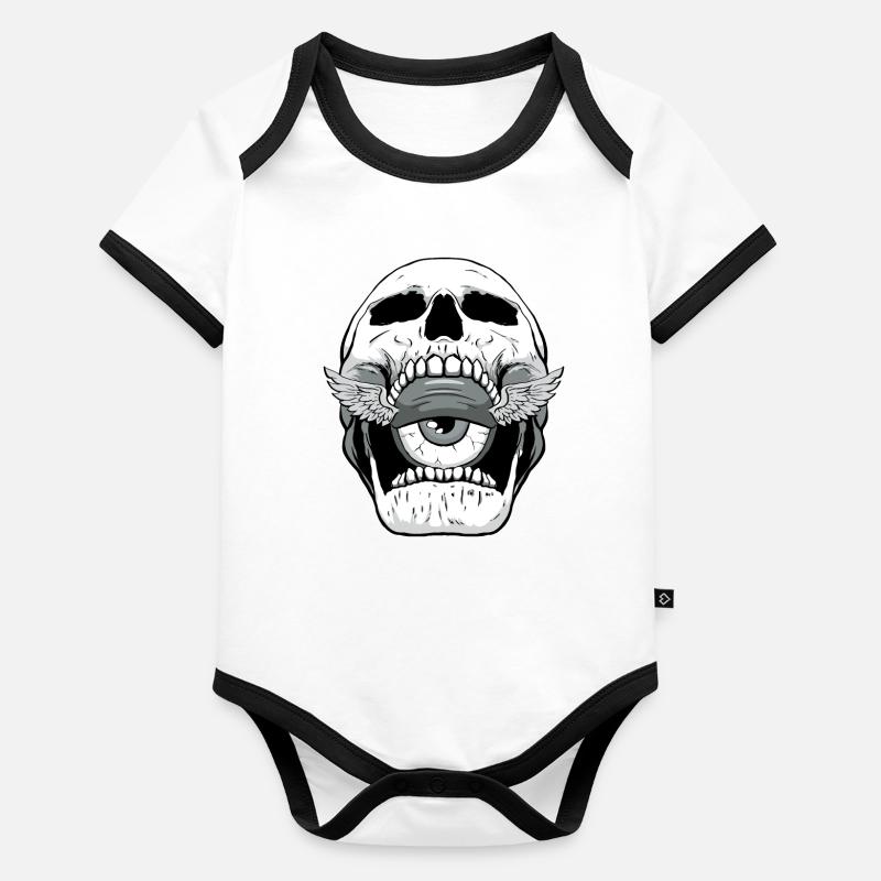Jeu oculaire de crâne esthétique bizarre Body Bébé bio contrasté manches courtes
