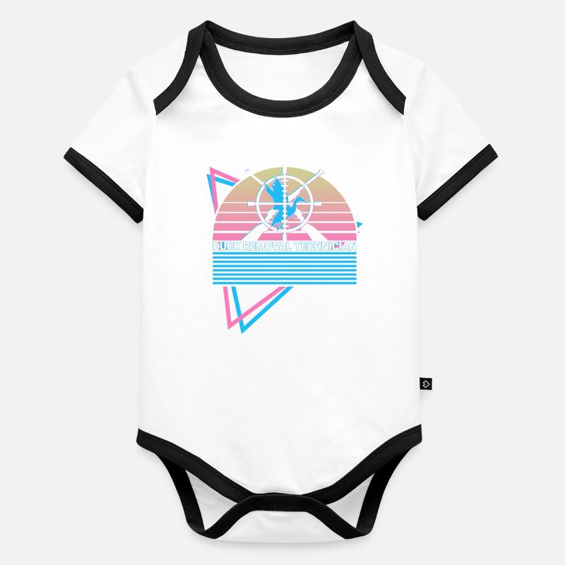 Funny Duck Hunt Duck Hunter Retro Organic Baby Contrasting Bodysuit
