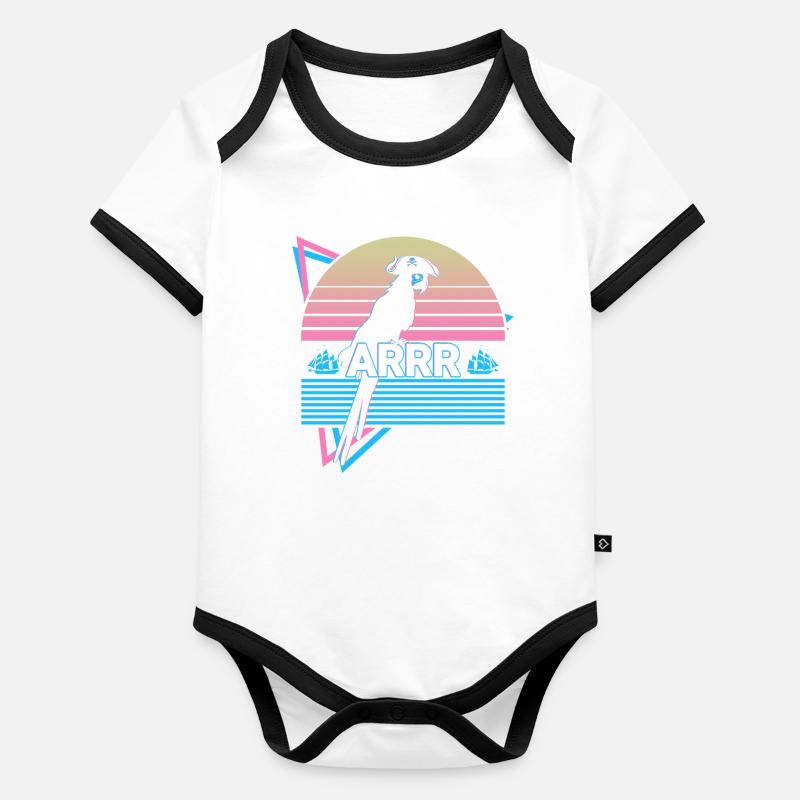 Perruche Perroquet Rétro Body Bébé bio contrasté manches courtes