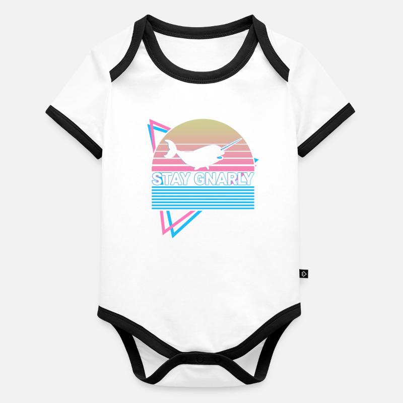 Narval Rétro Body Bébé bio contrasté manches courtes
