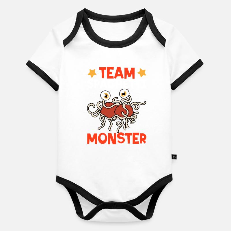 Fliegendes Spaghettimonster Pastafarian Baby Bio-Kurzarm-Kontrastbody