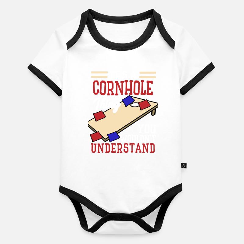 Lustiges Corn Hole Baby Bio-Kurzarm-Kontrastbody