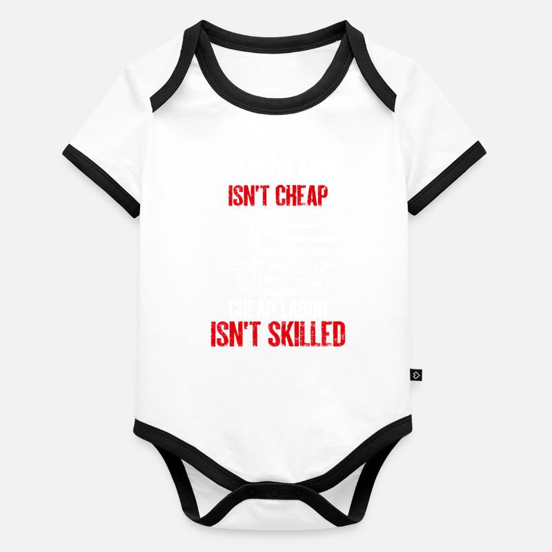 Funny excavator operator HEO Organic Baby Contrasting Bodysuit