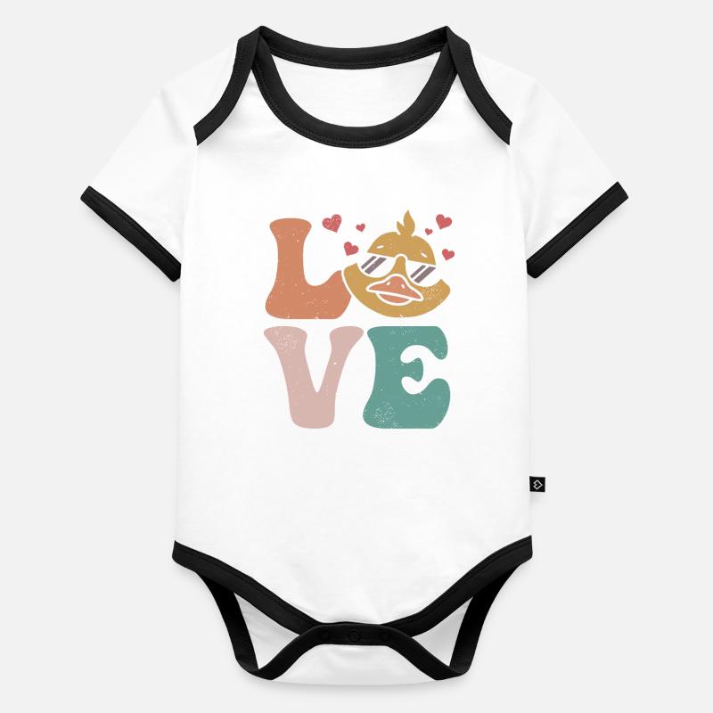 Duck Duckling Ducky LOVE Organic Baby Contrasting Bodysuit