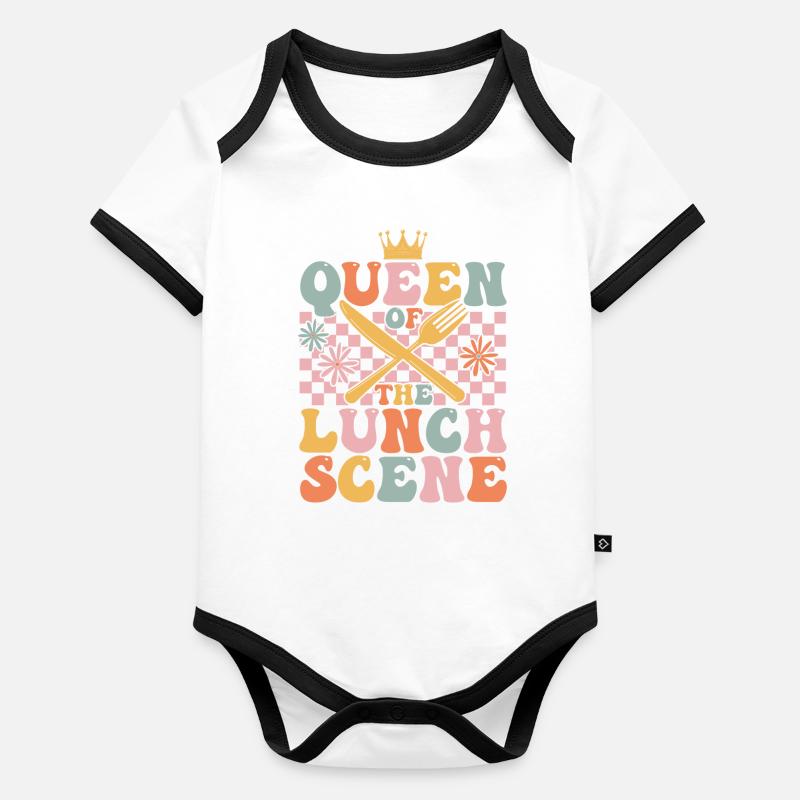 Groovy cafétéria travailleur déjeuner dame Body Bébé bio contrasté manches courtes