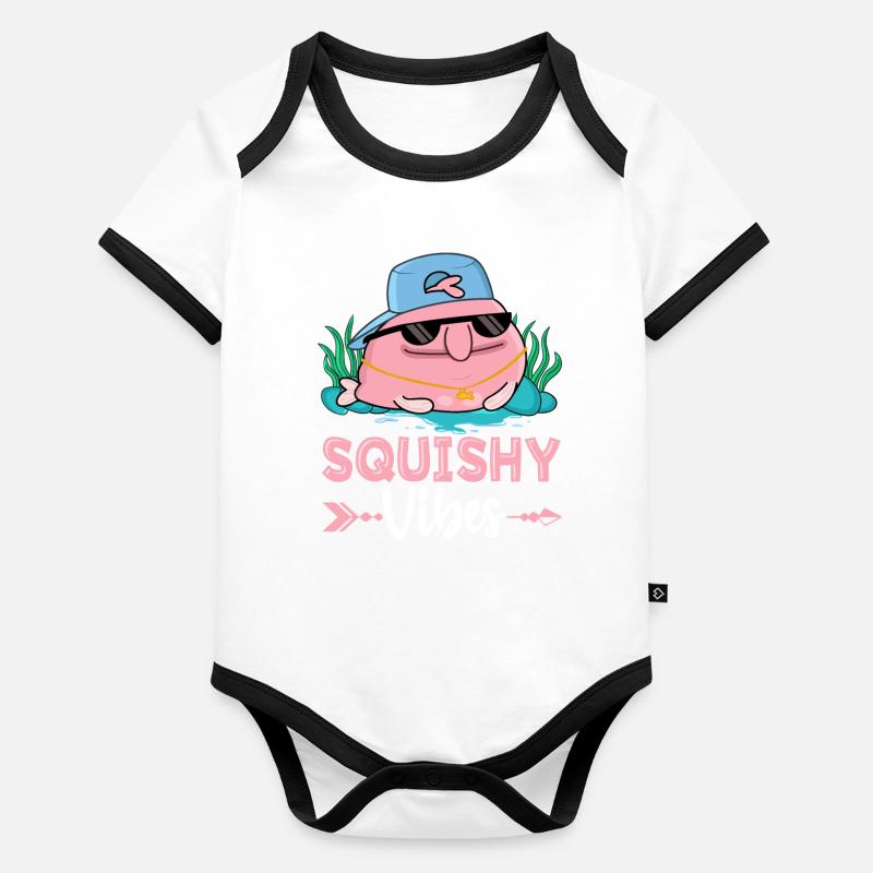 Drôle de créature marine Body Bébé bio contrasté manches courtes