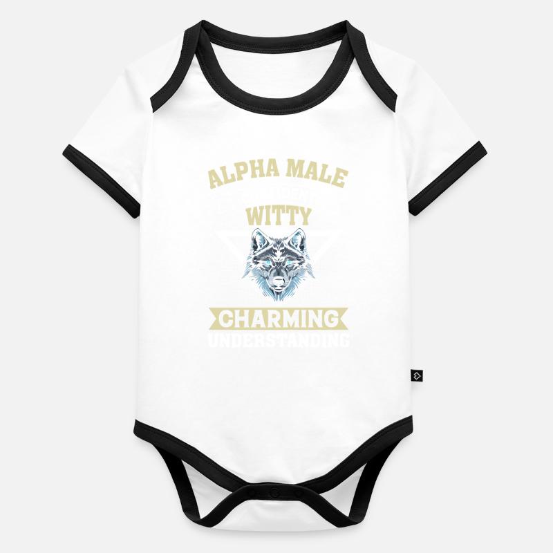 Männer Wolf Baby Bio-Kurzarm-Kontrastbody