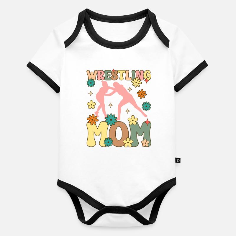 Lutteur groovy Body Bébé bio contrasté manches courtes