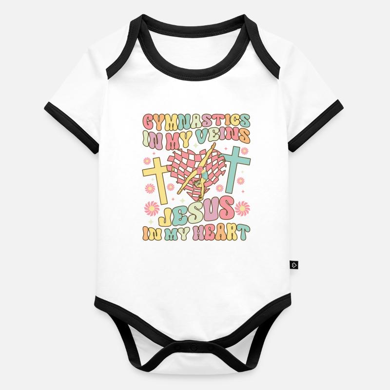 Roue de charrette groovy Body Bébé bio contrasté manches courtes