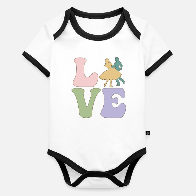 LOVE Square Dance Tanzen Baby Bio-Kurzarm-Kontrastbody
