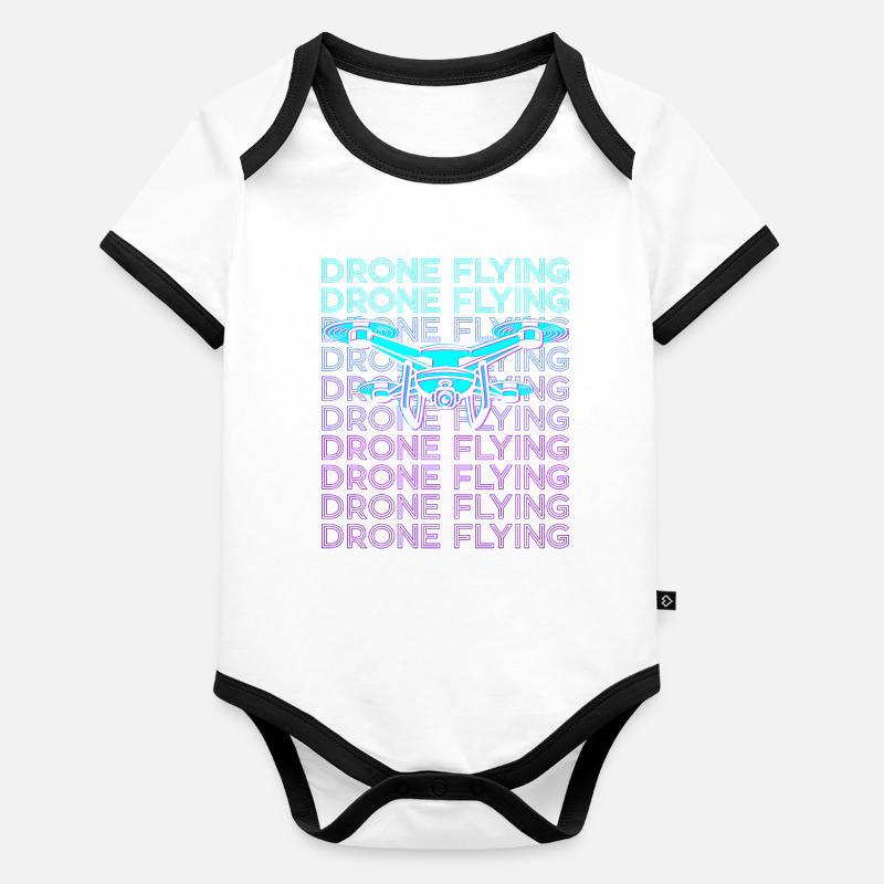Drone Flying Drone Pilot Quadcopter Retro Organic Baby Contrasting Bodysuit