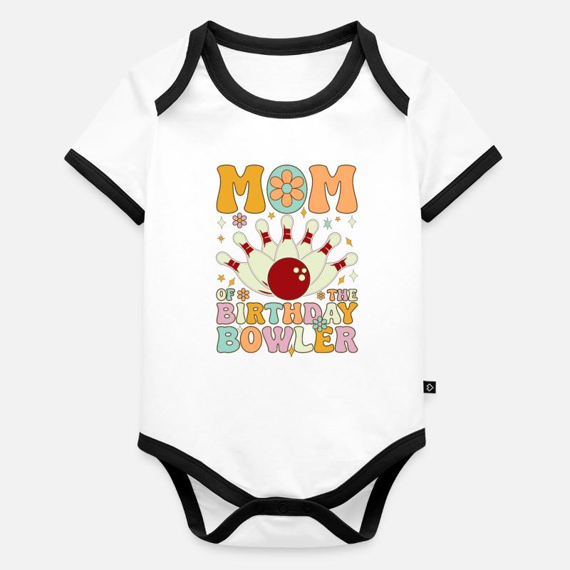 Mutter des Geburtstagskeglers Groovy Bowling Mom Baby Bio-Kurzarm-Kontrastbody