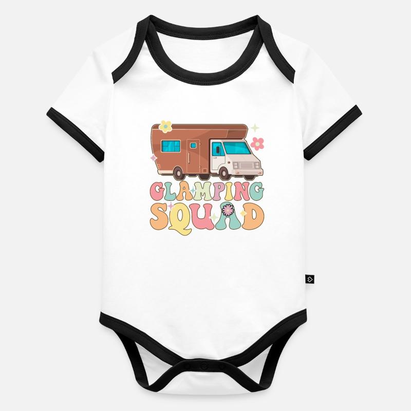 Glamping Squad Élégant Effronté Groovy Rv Glamping Gl Body Bébé bio contrasté manches courtes