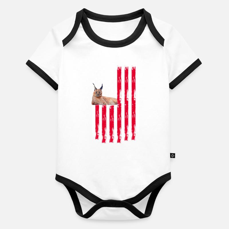 Großer Floppa Karakal Katze Meme Baby Bio-Kurzarm-Kontrastbody
