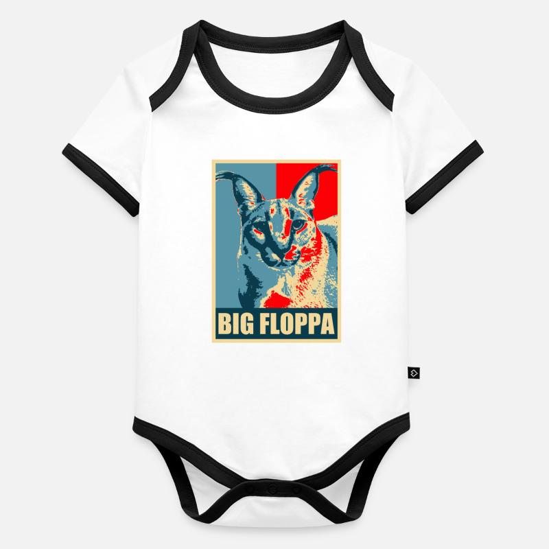 Großer Floppa Karakal Katze Meme Baby Bio-Kurzarm-Kontrastbody