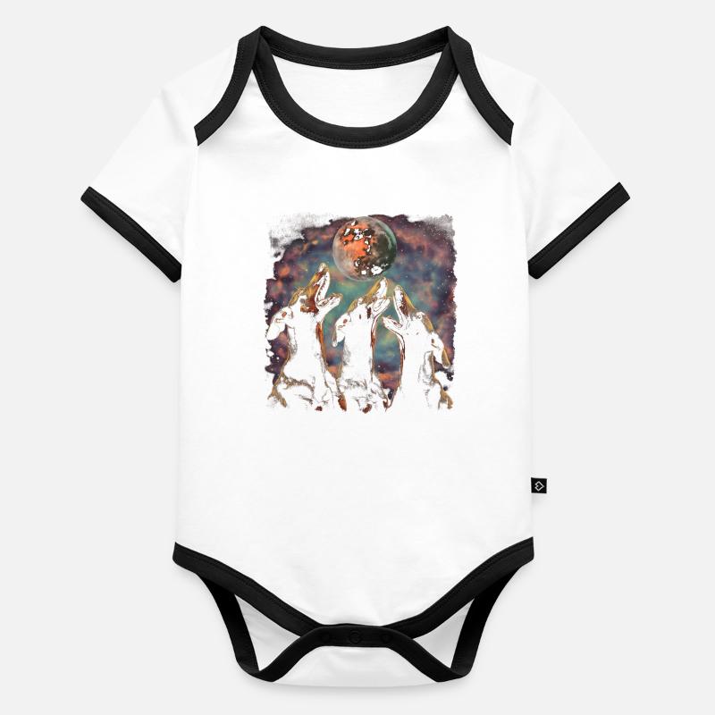 Dobermann Hund Heulender Mond Baby Bio-Kurzarm-Kontrastbody