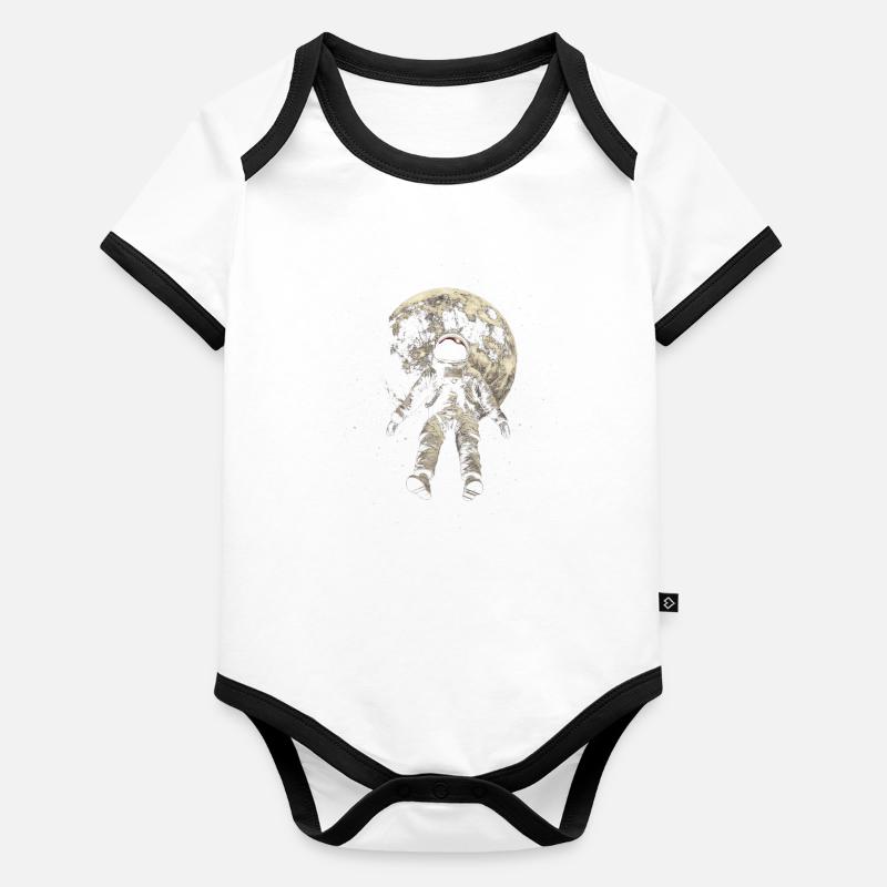Astronaut Space Floating Moon Organic Baby Contrasting Bodysuit