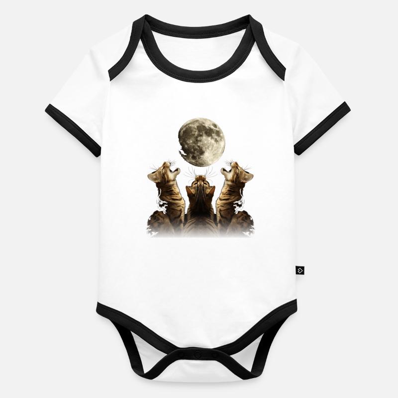 Chat du Bengale Lune Hurlante Body Bébé bio contrasté manches courtes