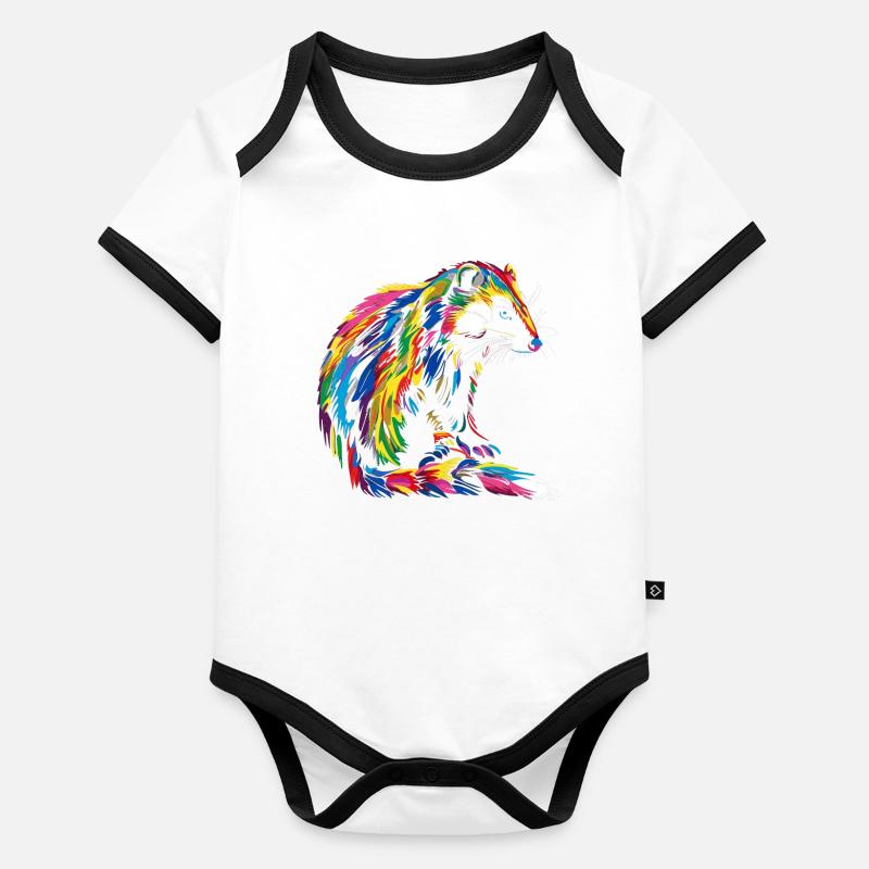 Moufette Animal Pop Art Body Bébé bio contrasté manches courtes