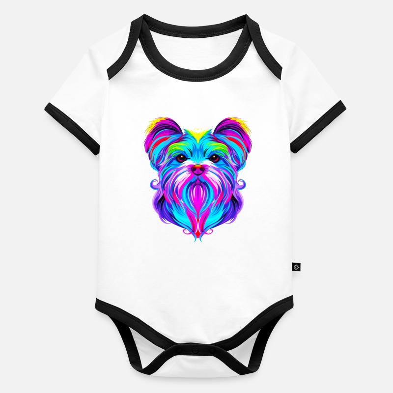 Maltese Dog Popart Organic Baby Contrasting Bodysuit