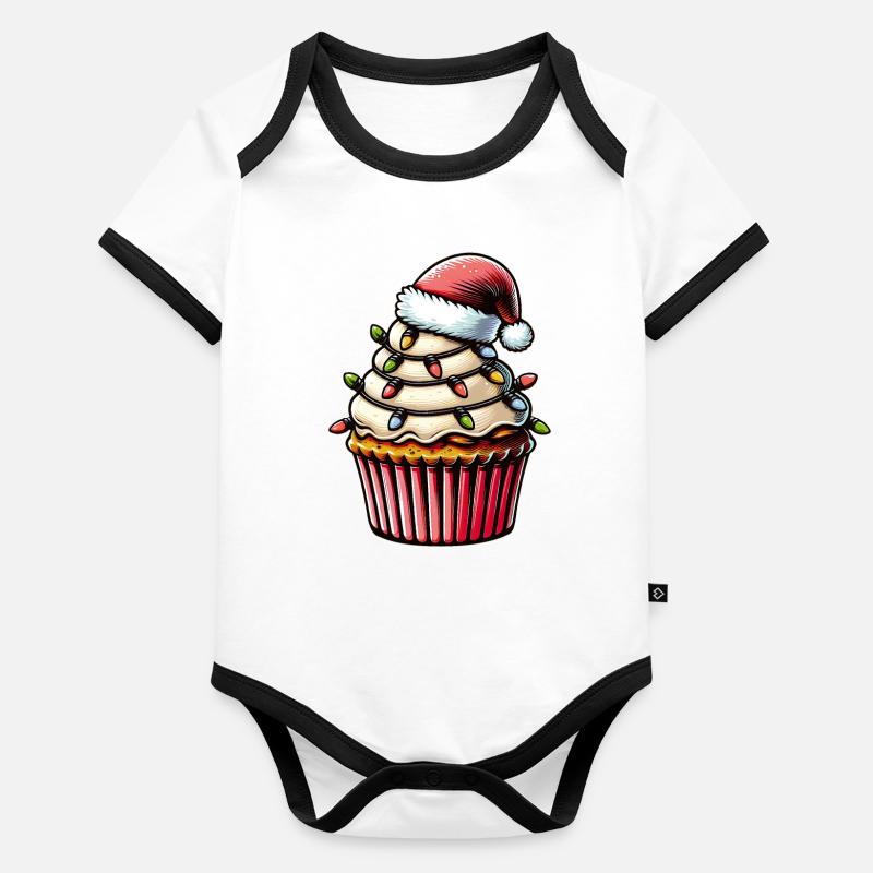 Cupcake Baking Baker Christmas Hat Xmas Organic Baby Contrasting Bodysuit