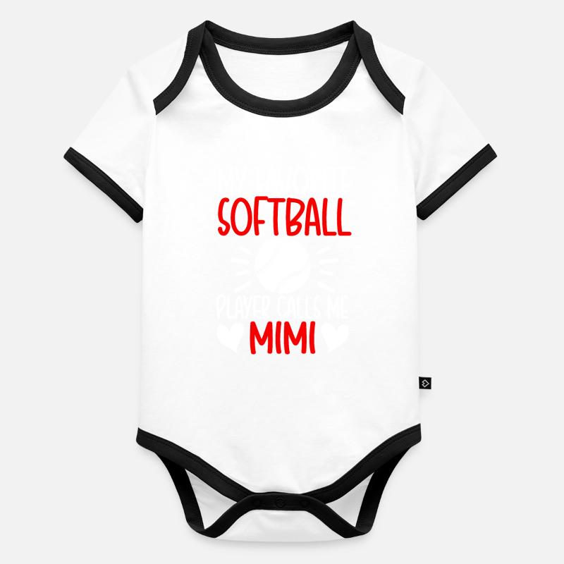 Ma joueuse de softball préférée m’appelle Mimi Body Bébé bio contrasté manches courtes