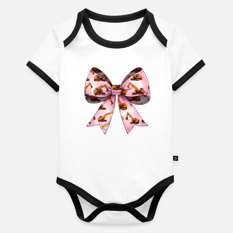 Coquette Bow Excavator Operator Construction HEO Organic Baby Contrasting Bodysuit