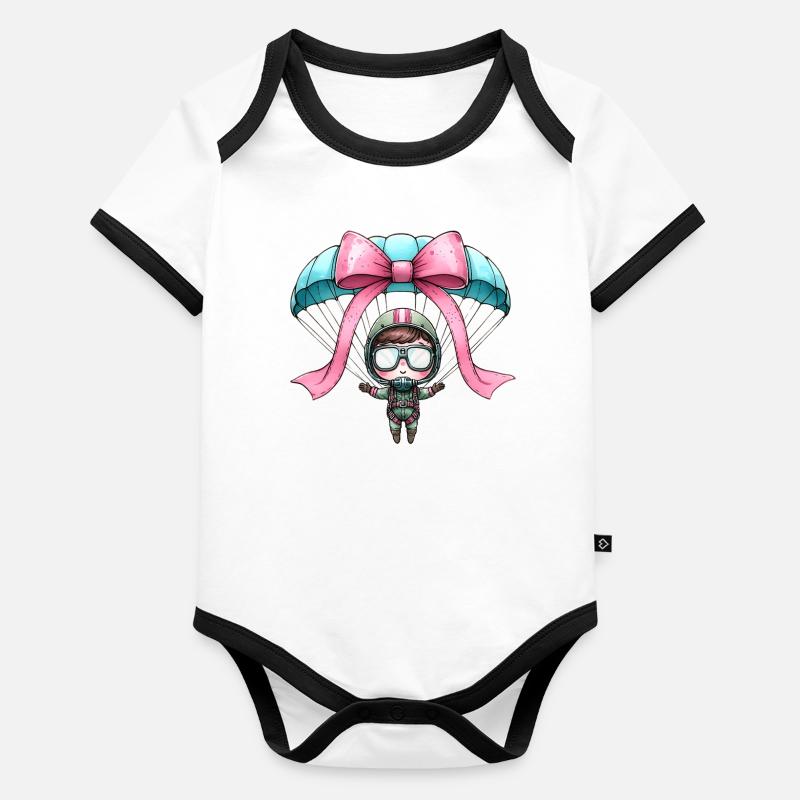 Coquette Bow Parachutisme Body Bébé bio contrasté manches courtes