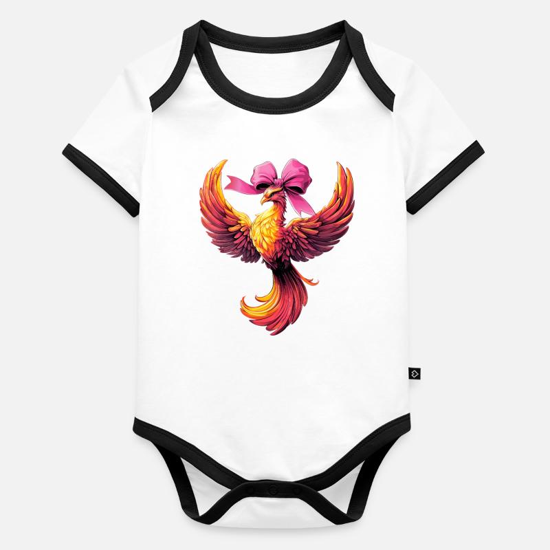 Coquettish Bow Phoenix Mythical Eagle Old Organic Baby Contrasting Bodysuit