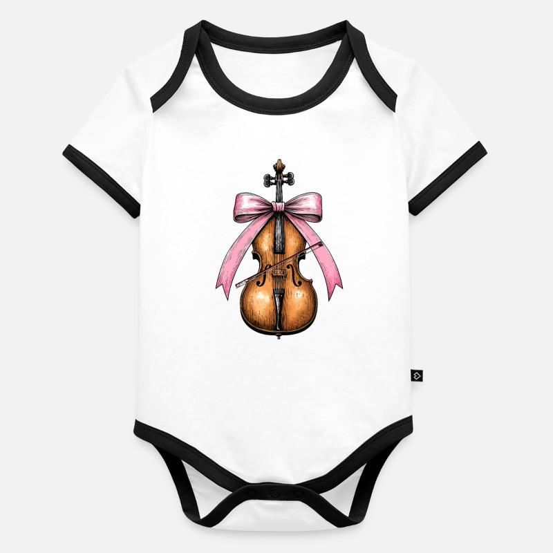 Coquette Bogen Cello Mädchen Cellist Mom Mütter Baby Bio-Kurzarm-Kontrastbody