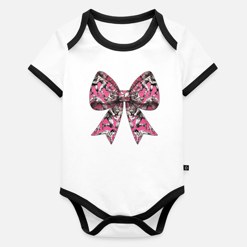 Coquette Bow Ringer Wrestling Pattern Mom Organic Baby Contrasting Bodysuit
