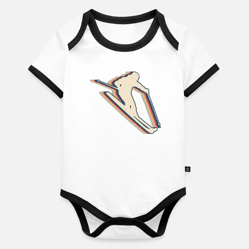 Skiing Ski Skier Retro Line Art Organic Baby Contrasting Bodysuit