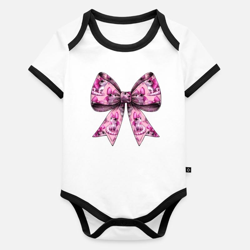 Coquette Bow Crested Gecko Lizard Pattern Mom Girl Baby Bio-Kurzarm-Kontrastbody