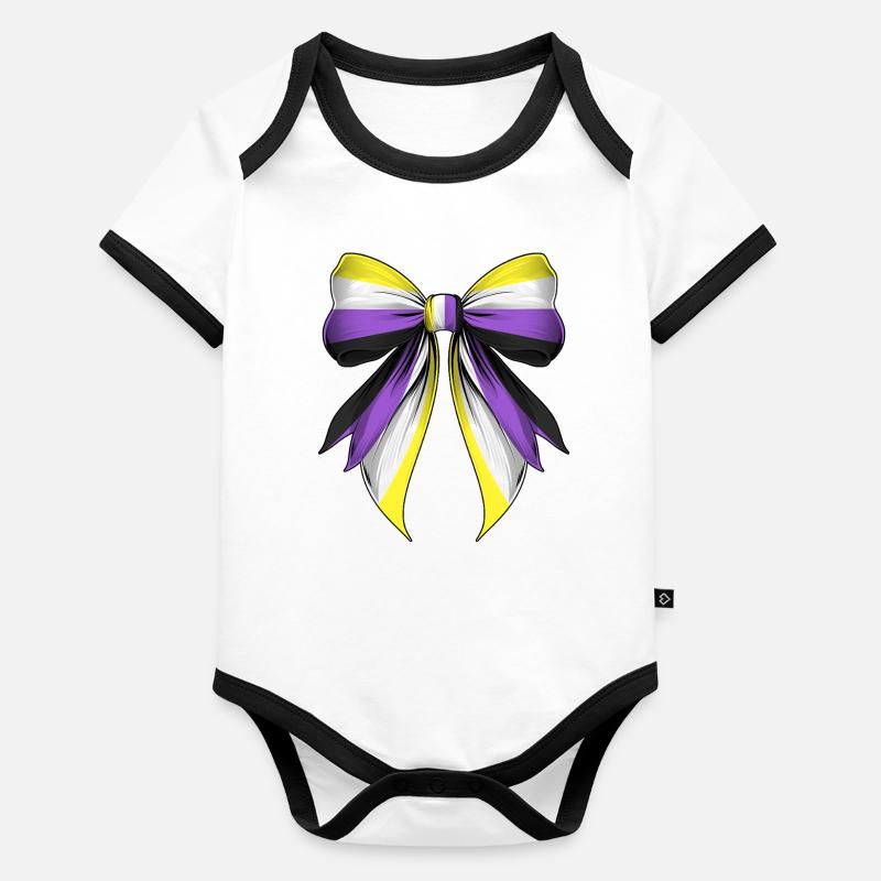 Coquette Bogen Non Binary Stolz Flagge LGBTQ Baby Bio-Kurzarm-Kontrastbody
