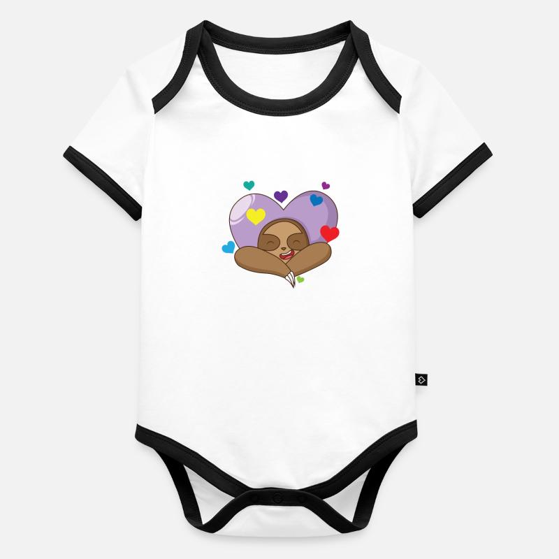 Faultier in Love Baby Bio-Kurzarm-Kontrastbody