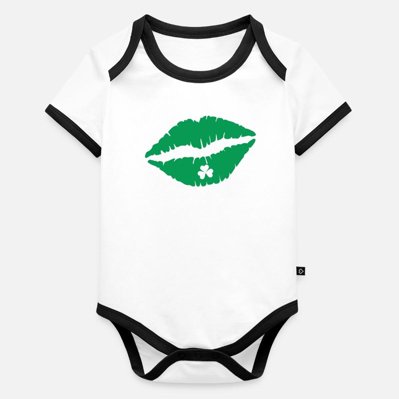 Lèvres de la Saint-Patrick Body Bébé bio contrasté manches courtes