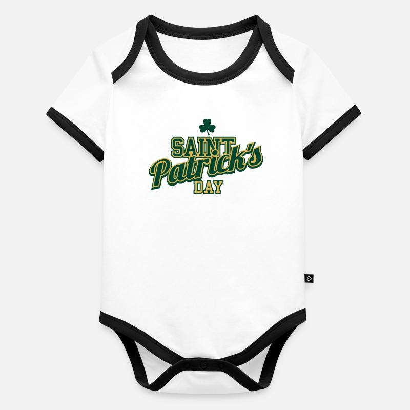 Fête de la Saint-Patrick Body Bébé bio contrasté manches courtes