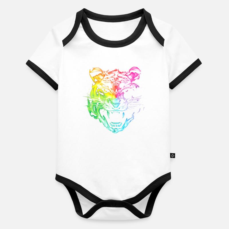 Leopard Tiger Animal Organic Baby Contrasting Bodysuit