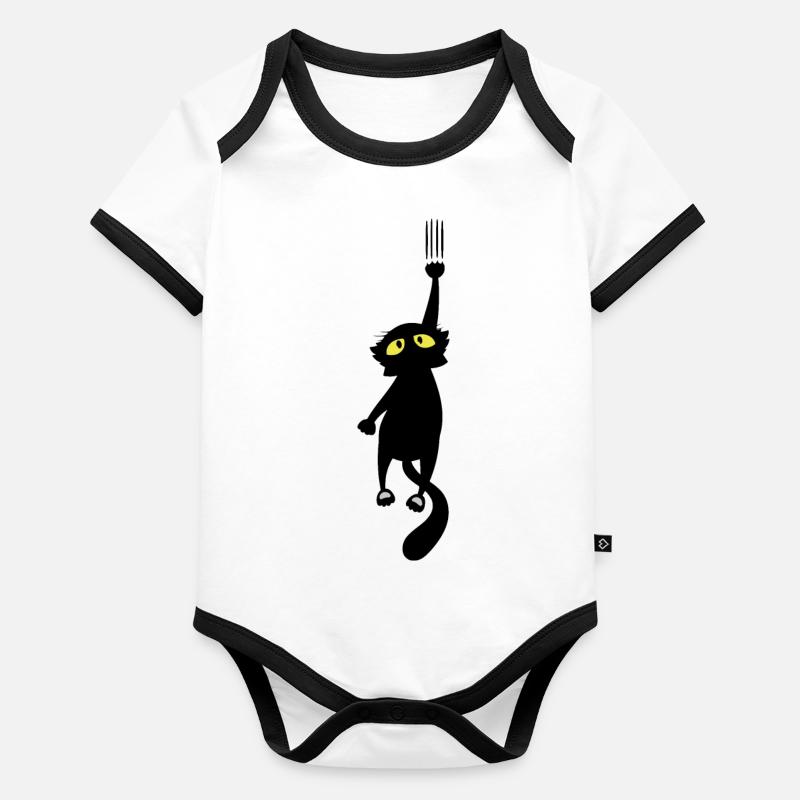 Black cat Organic Baby Contrasting Bodysuit